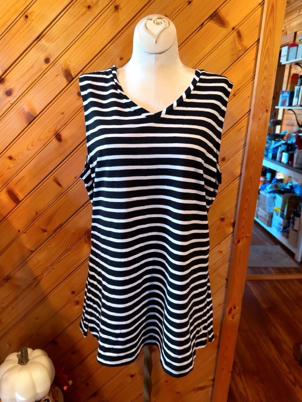 Rafaella Sleeveless Stripes Top Size Large